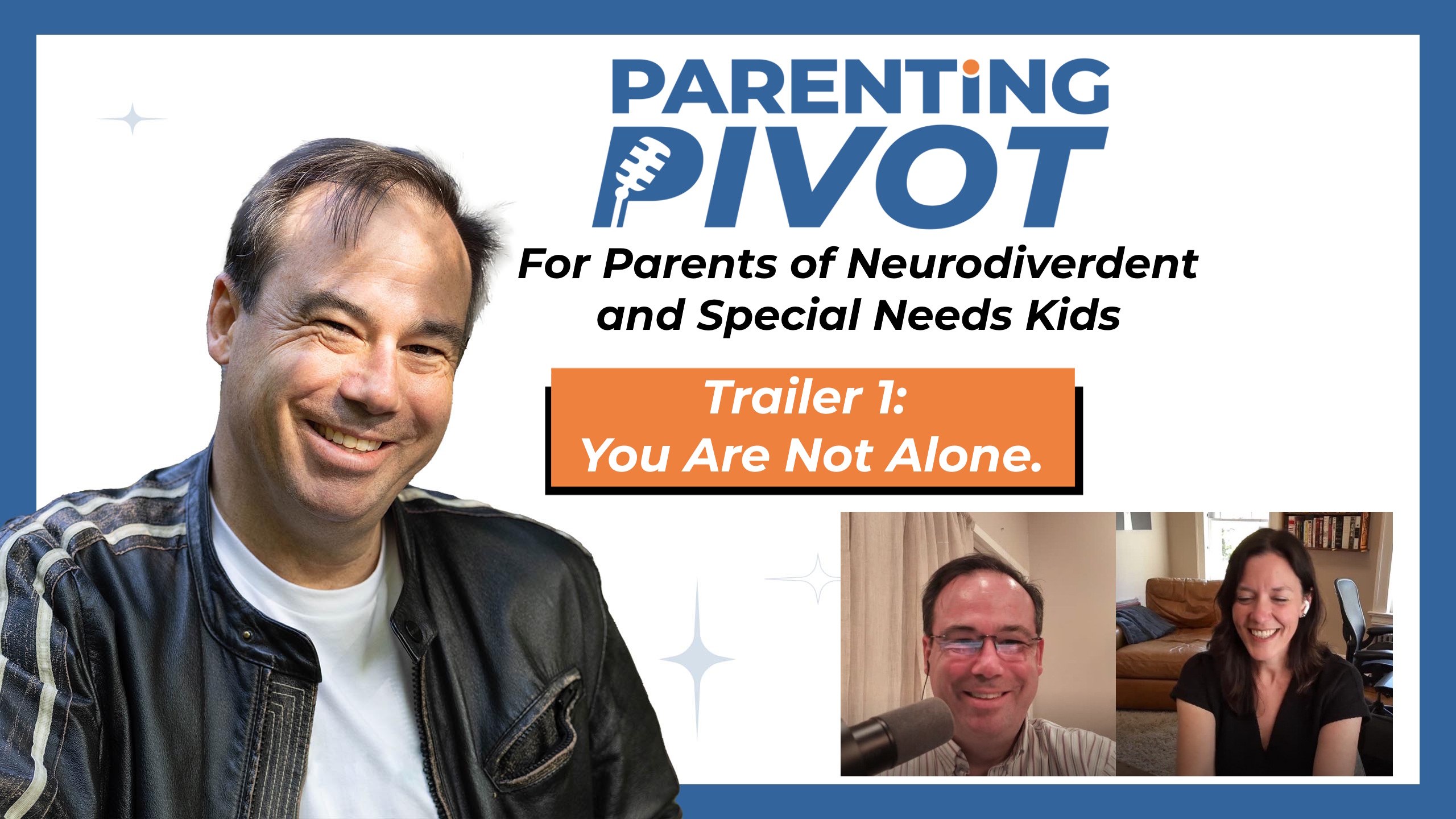 Patrick Weir and guest featured in the Parenting Pivot podcast trailer thumbnail with show logo and episode preview.