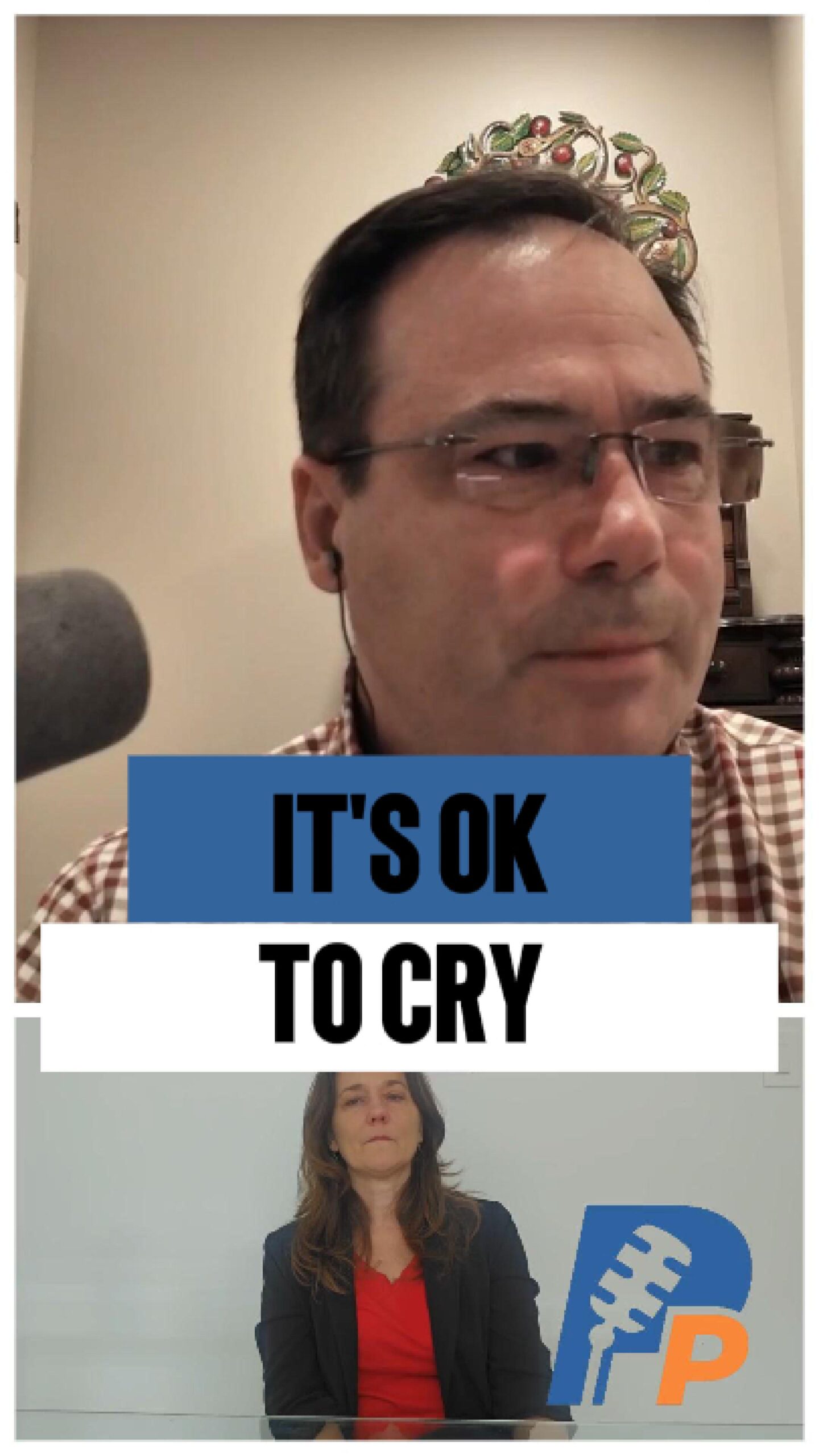 Patrick and Jodi sharing an emotional moment about why it is OK to cry when parenting a child with special needs.