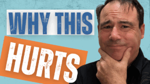 Podcast episode thumbnail: Patrick from Parenting Pivot looking thoughtful with text that reads ‘Why This Hurts