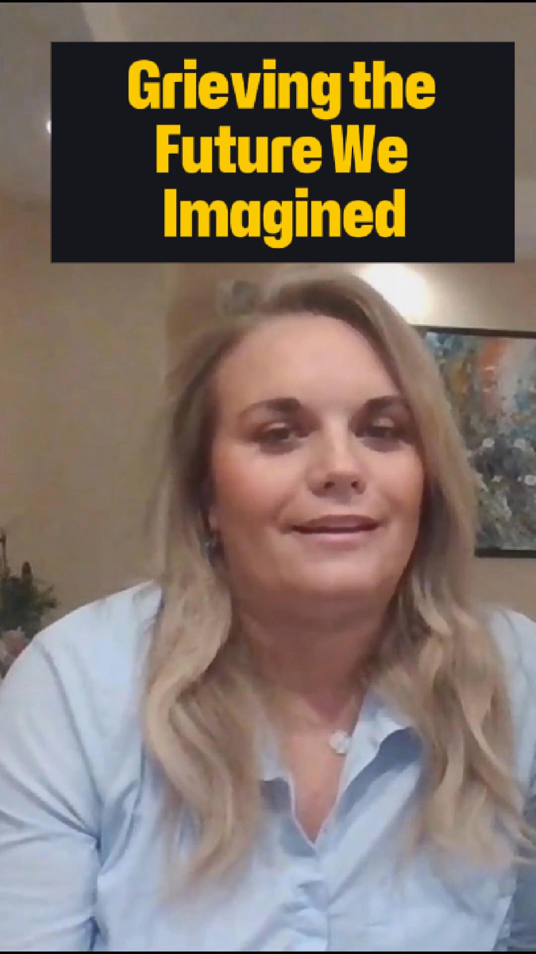 Marlene, a parent of a neurodivergent child, smiles softly while seated under the text “Grieving the Future We Imagined” — a powerful clip from the Parenting Pivot podcast about navigating diagnosis and finding unexpected joy.